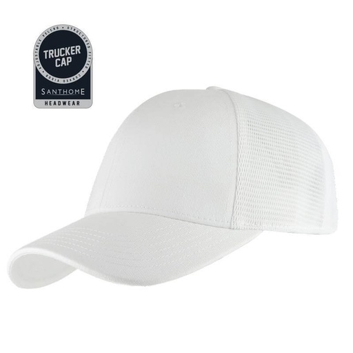 [HWSN 508] SWIFT - Santhome 6 Panel Trucker Cap - White