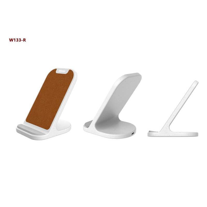 BASEL - @memorii Recycled 10W Wireless Charger Phone Stand - White