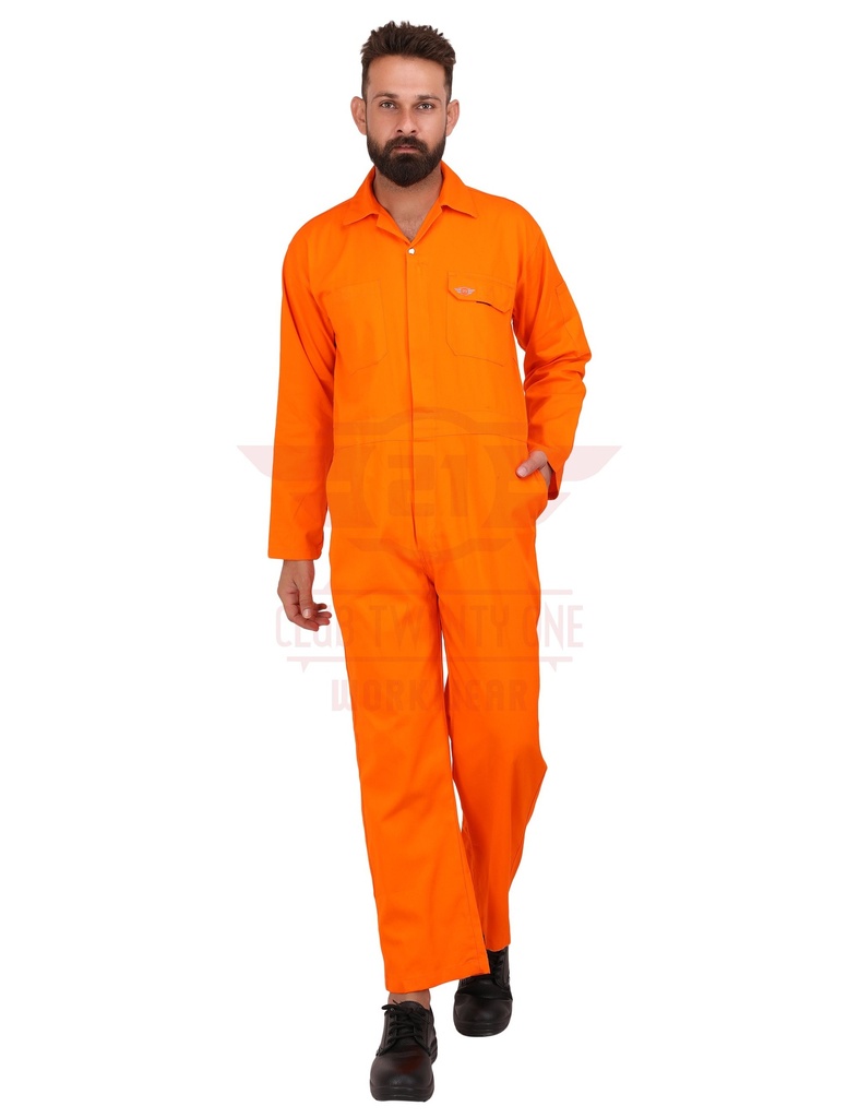 Austin Coverall
Color: Fabric: Orange              Pre Shrunk 100% Cotton
GSM: 210