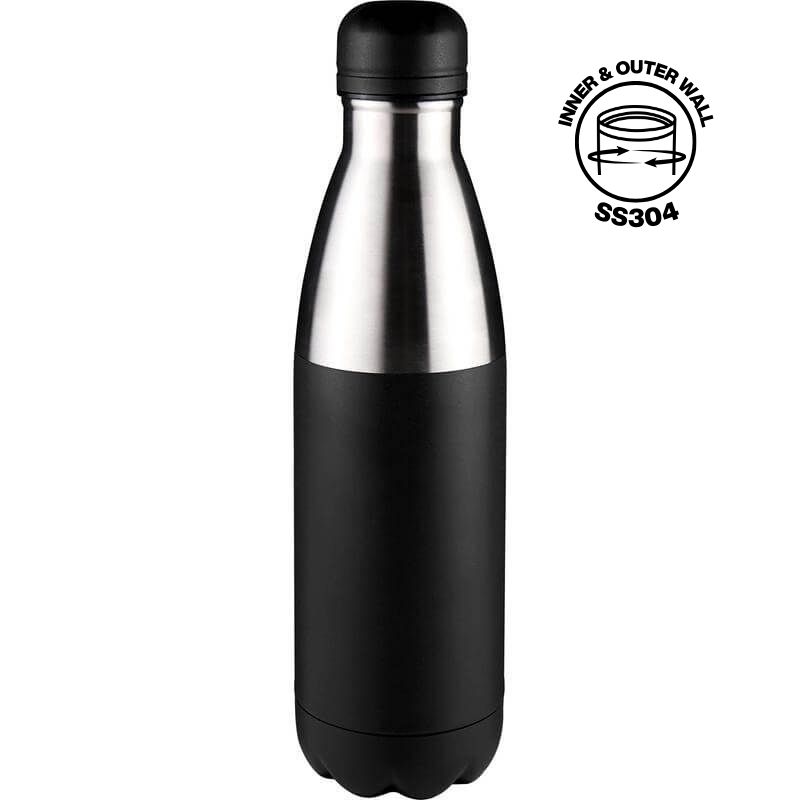 HOPA - Hans Larsen Double Wall Stainless Steel Water Bottle - Black