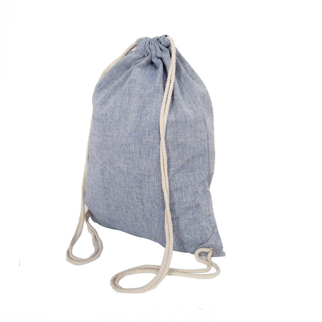 KOSZEJ - eco-neutral Chambray Cotton Drawstring Bag - Blue