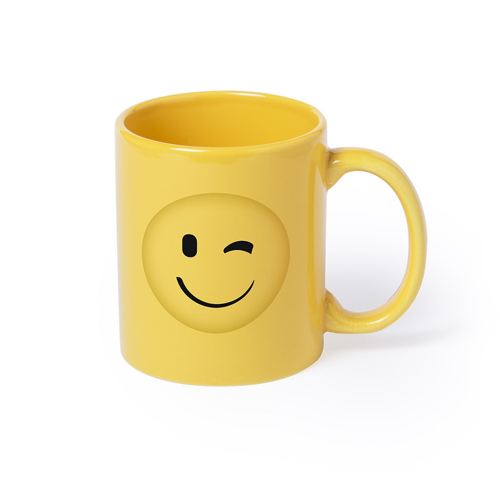 370ml Ceramic Mug With Fun Emoji Designs - Wink