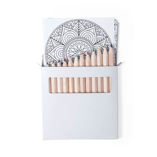 [STMK 136] Set Of 12 Pencils And 12 Coloring Sheets With Mandala Designs